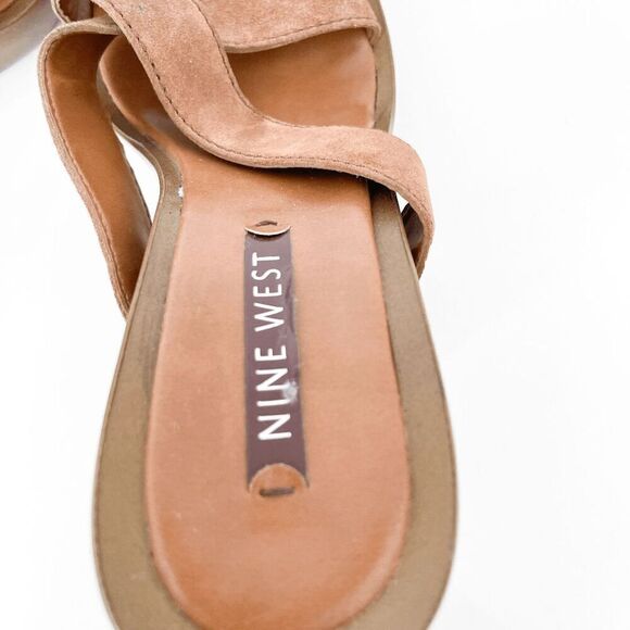 Nine West Womens Maylin Suede Leather Crisscross Strap Wedge Sandals Brown Size - Picture 2 of 7